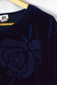 80s/90s Velvet Floral Pattern Top