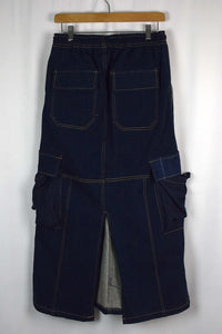 Reworked Denim Cargo Skirt