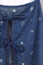 Load image into Gallery viewer, Reworked Denim Tie Up Top
