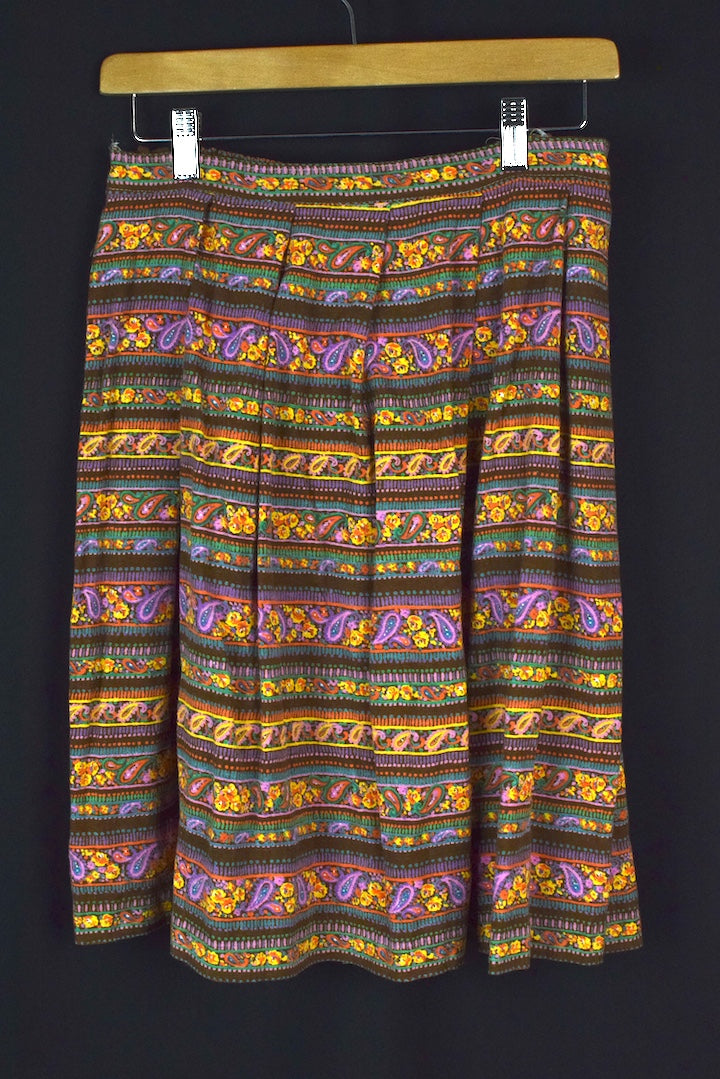 Reworked Colourful Paisley Print Skirt