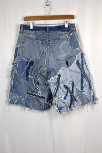 Reworked Denim Patchwork Shorts