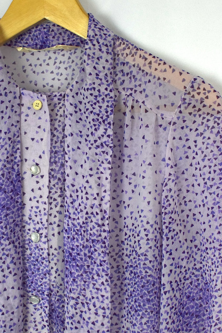 Triangle Print Sheer Blouse