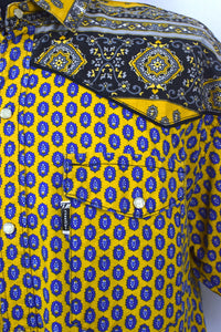 Yellow Abstract Western Shirt