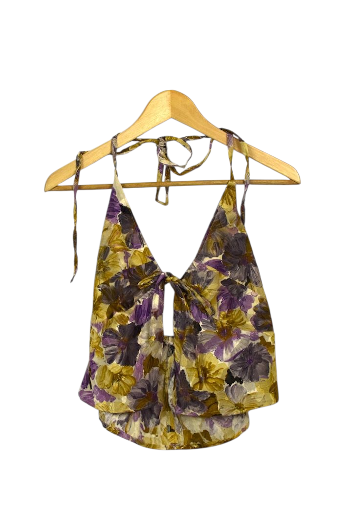 Reworked Floral Print Tie-Up Top