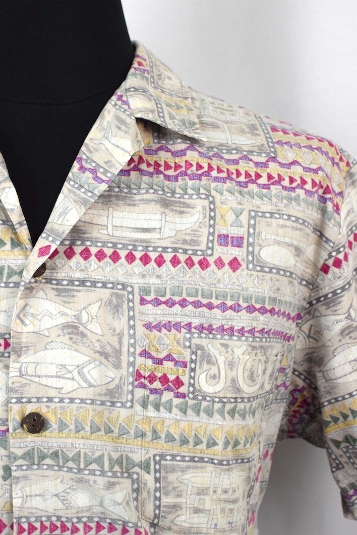 80s/90s Abstract Fishing Print Shirt