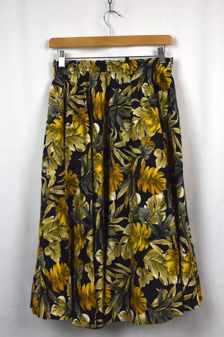 Reworked Leaf Print Skirt