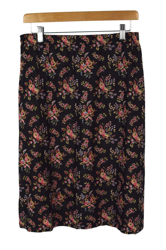 Black Sheer Floral Print Skirt