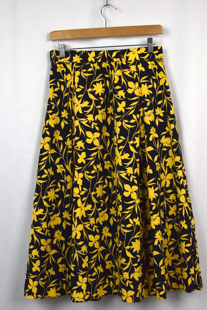 Reworked Daffodil Print Skirt