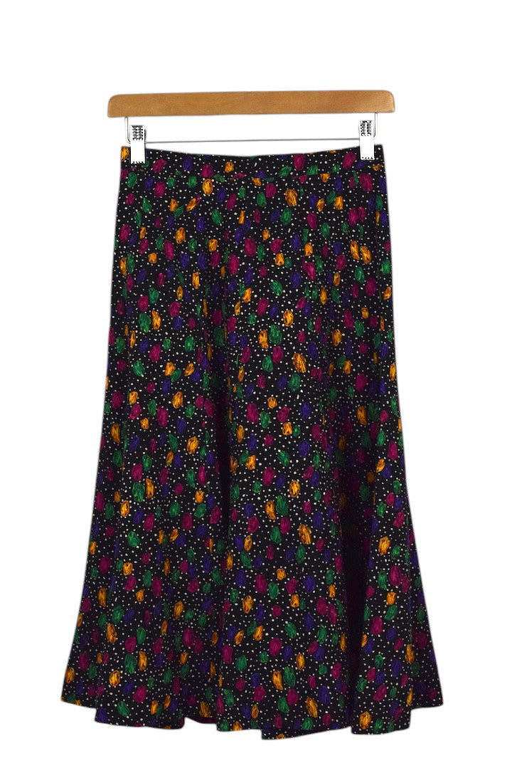 Polka Dot Floral Print Skirt
