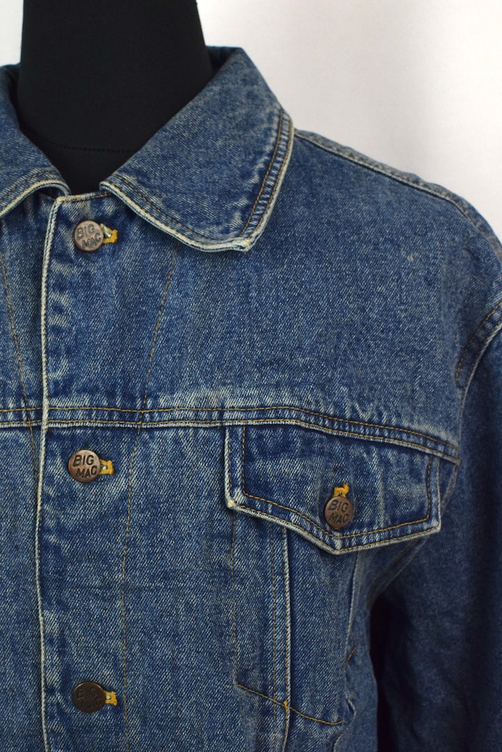Custom wolf and Moon Denim Jacket