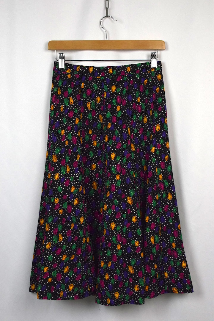 Polka Dot Floral Print Skirt