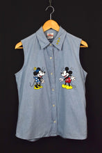 Load image into Gallery viewer, 90s/00s Mickey and Minnie Mouse Denim Shirt
