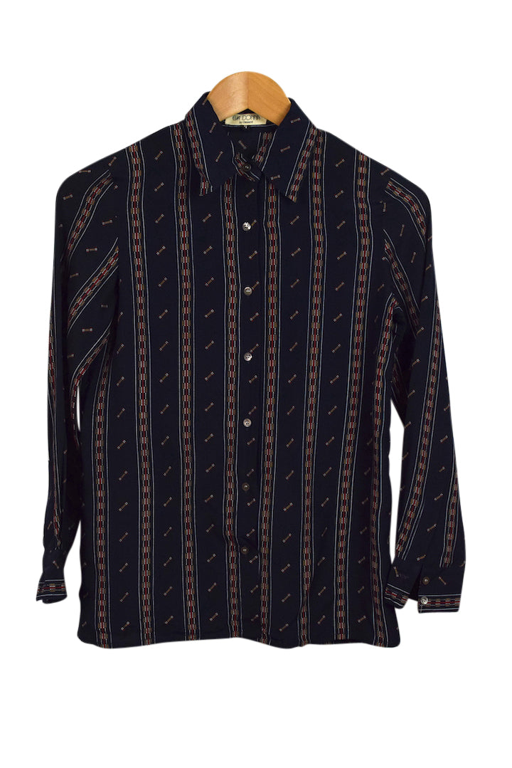 Navy Blue Striped Blouse