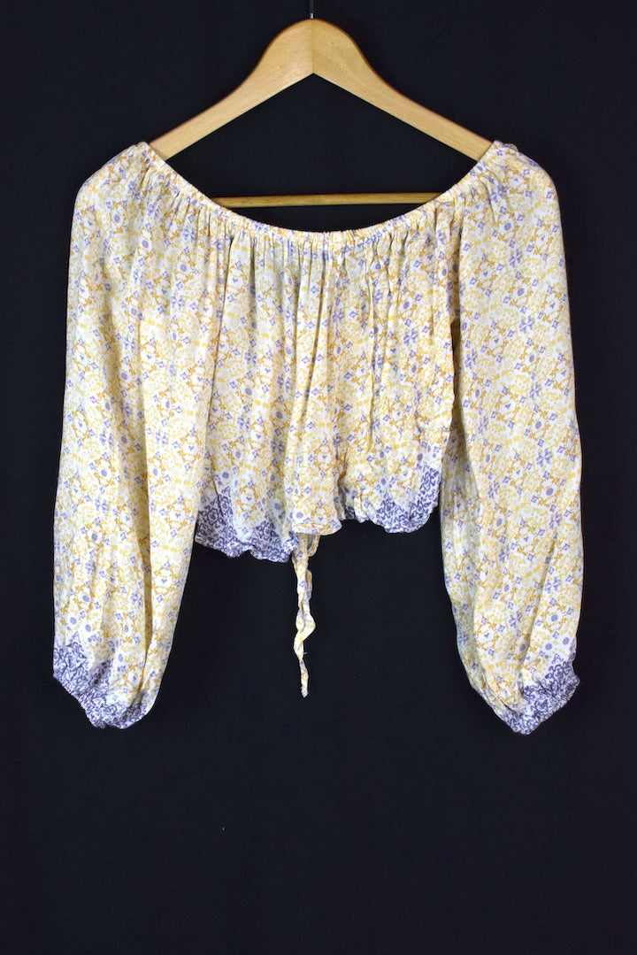 Abstract Diamond Pattern Tie-Up Top
