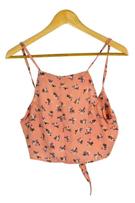 Reworked Pink Floral Tie Up Top