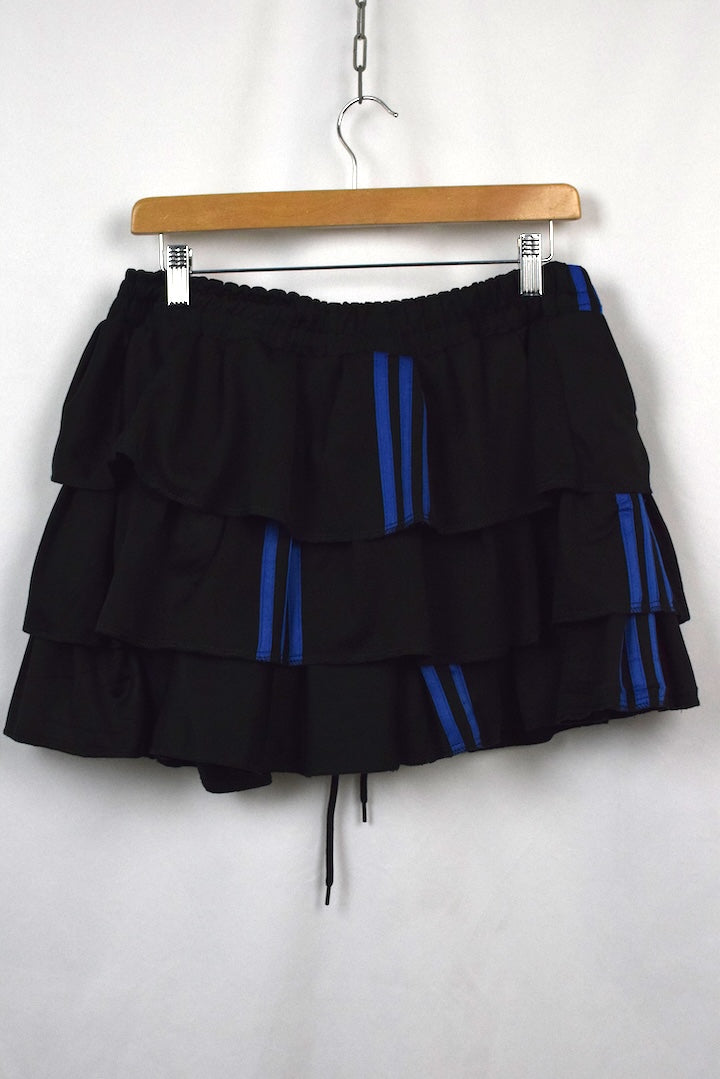 Reworked Adidas Brand Tiered Mini Skirt