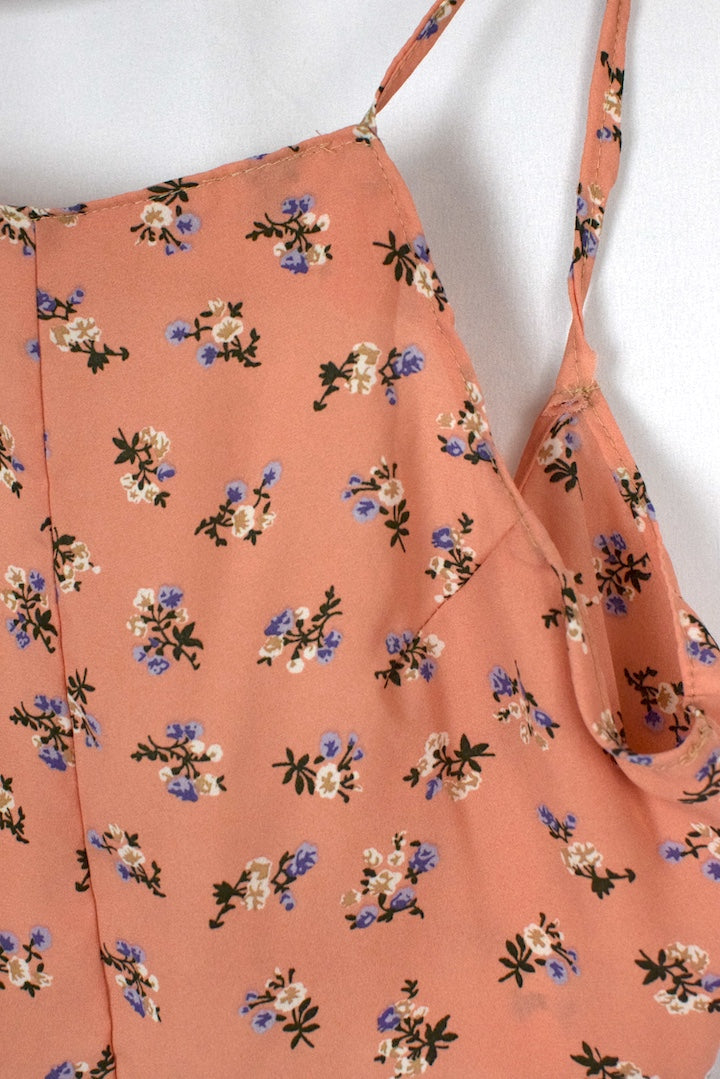 Reworked Pink Floral Tie Up Top