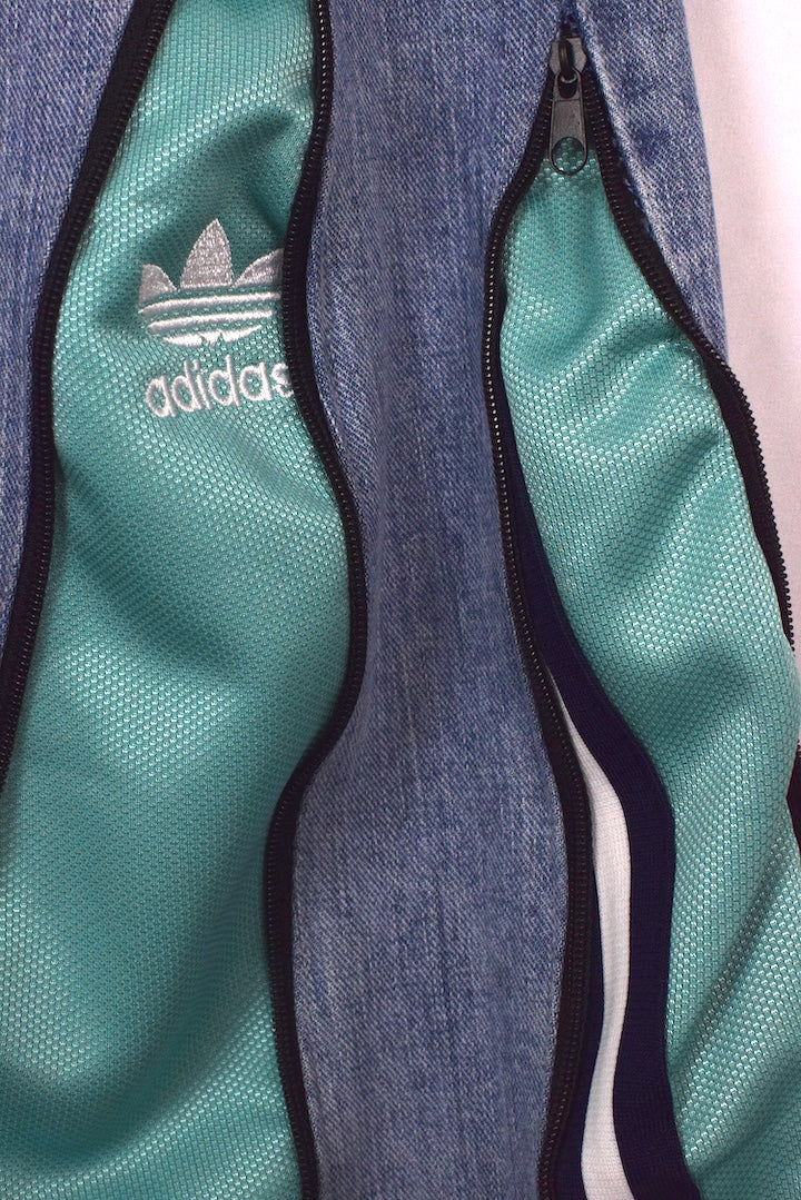 Reworked Adidas Brand Zip Up Track Jeans