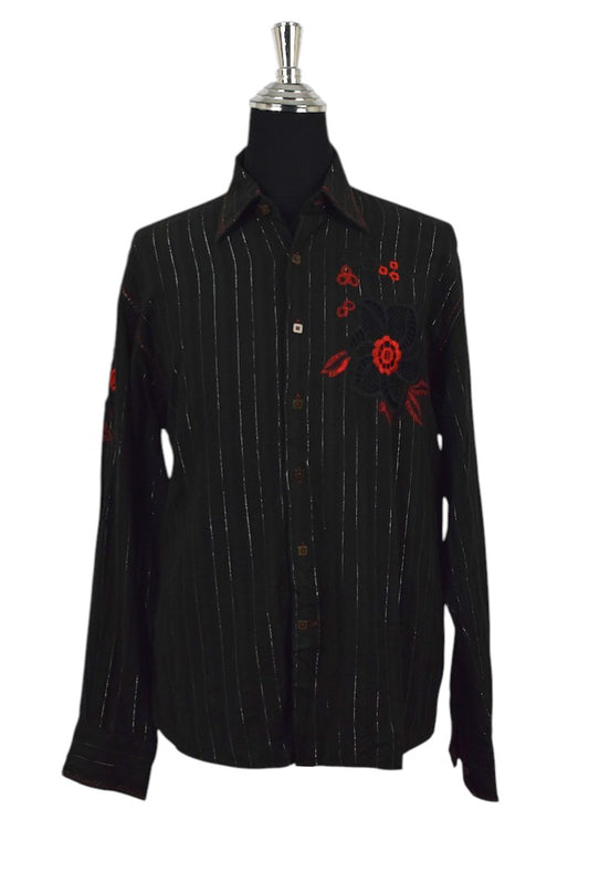 70s/80s Black Floral Shirt