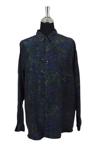 Abstract Print Silk Shirt