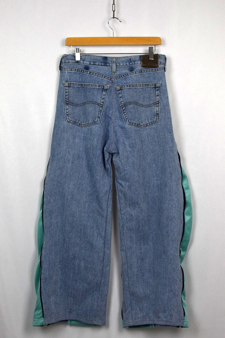 Reworked Adidas Brand Zip Up Track Jeans