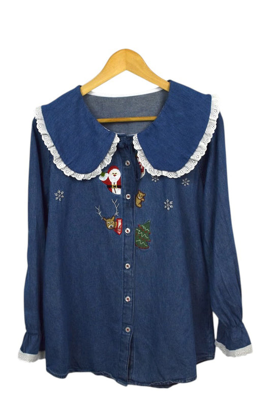 Reworked Denim Christmas Top