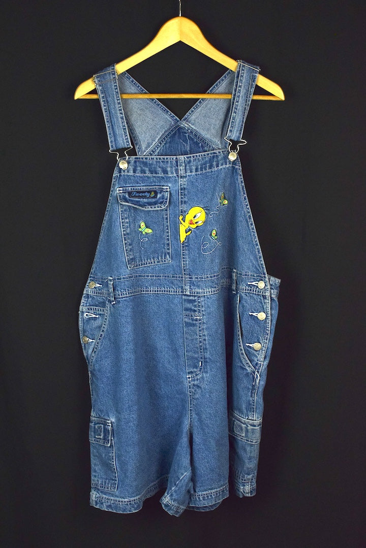 90s Ladies Tweety Bird Denim Overalls