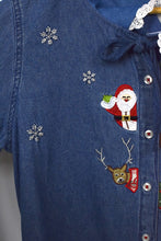 Load image into Gallery viewer, Reworked Denim Christmas Top
