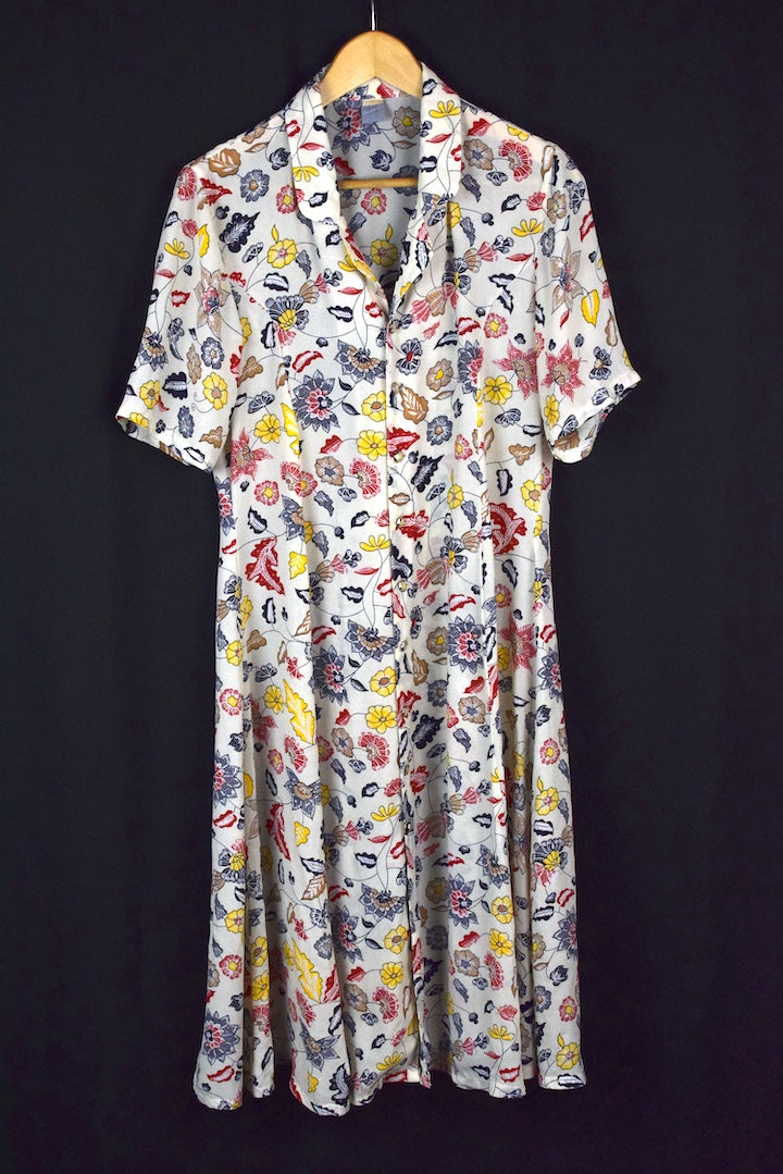 White Floral Print Dress