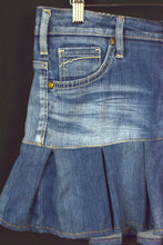 Load image into Gallery viewer, Reworked Pleated Denim Mini Skirt
