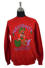 Load image into Gallery viewer, 80s/90s Naughty Christmas Bear Sweatshirt
