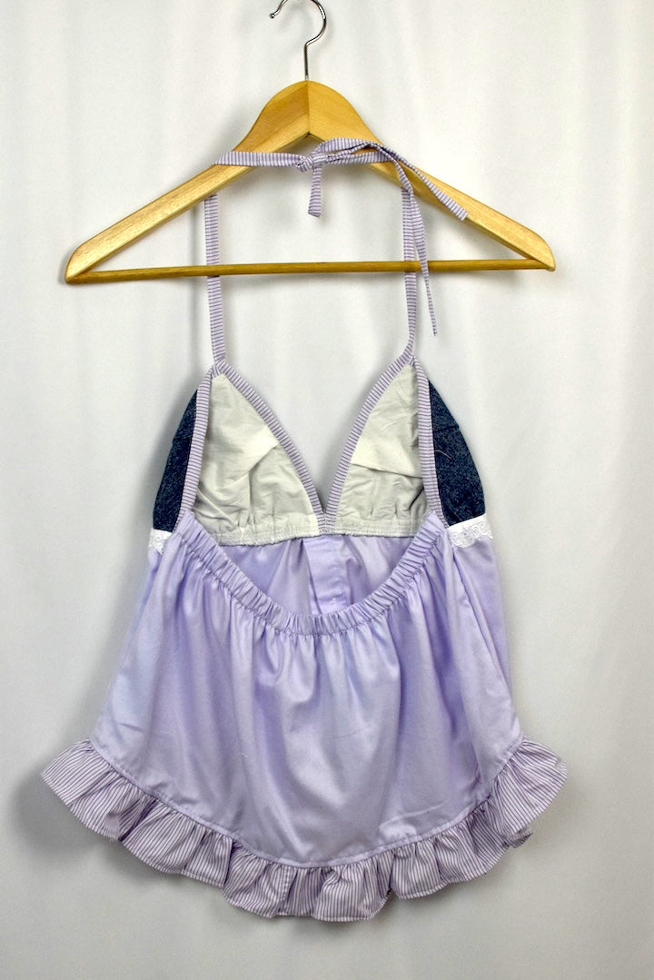 Reworked Lavender Tie Up Top
