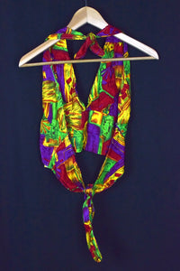 Reworked Abstract Print Tie Up Top
