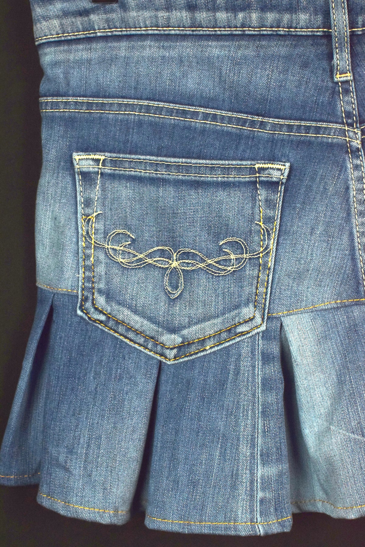 Reworked Pleated Denim Mini Skirt