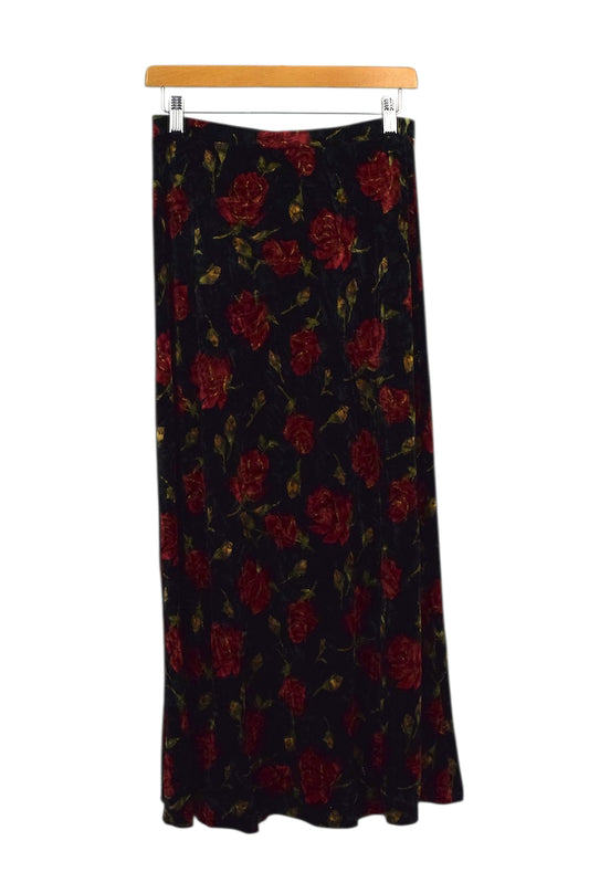 Velvet Rose Print Skirt