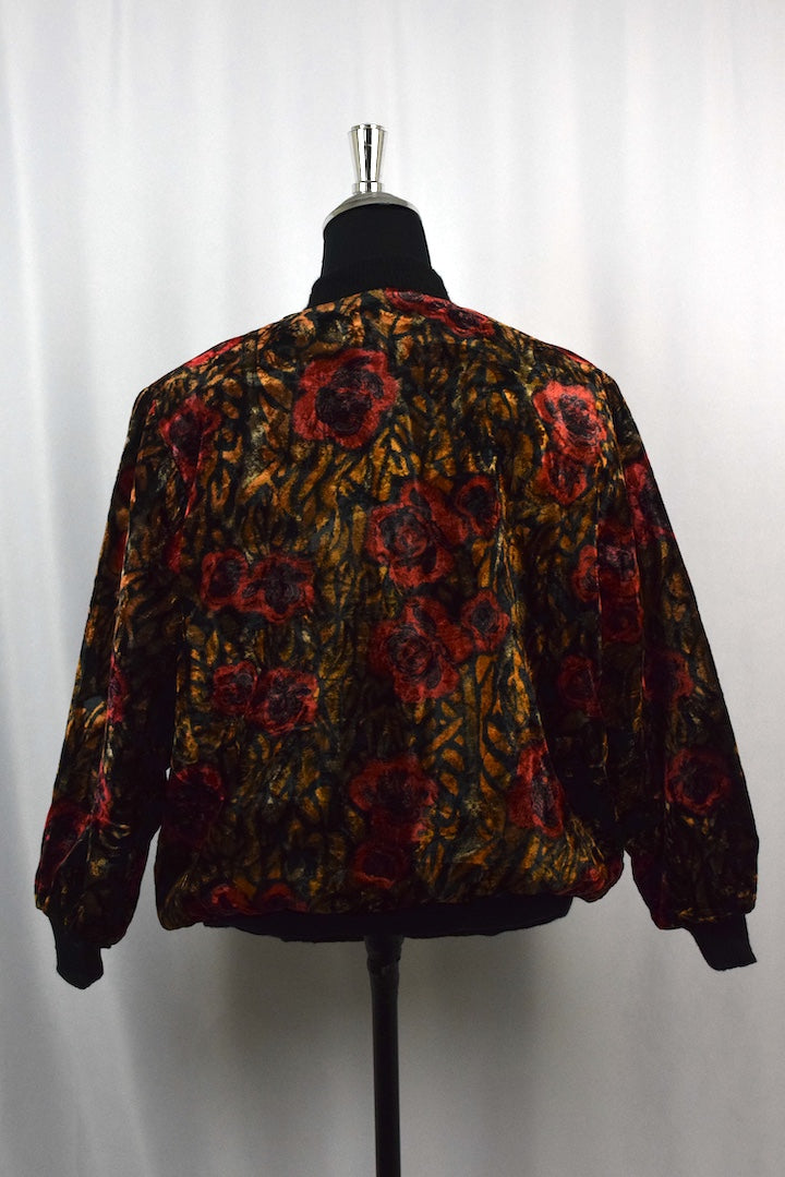Rose Print Velvet Jacket