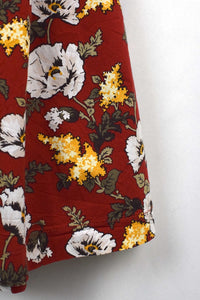 Red Floral Print Skirt