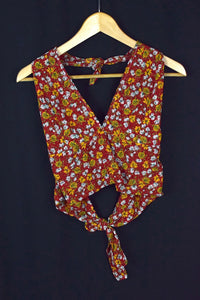 Reworked Floral Print Tie Up Top