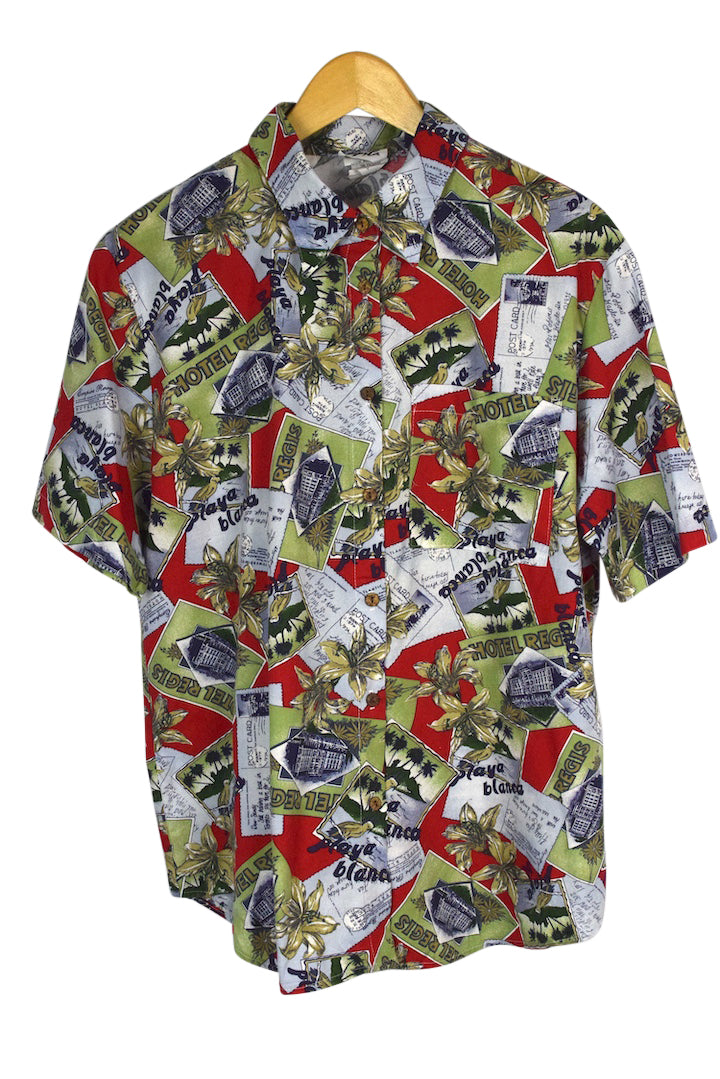 80s/90s Post Card Print Blouse