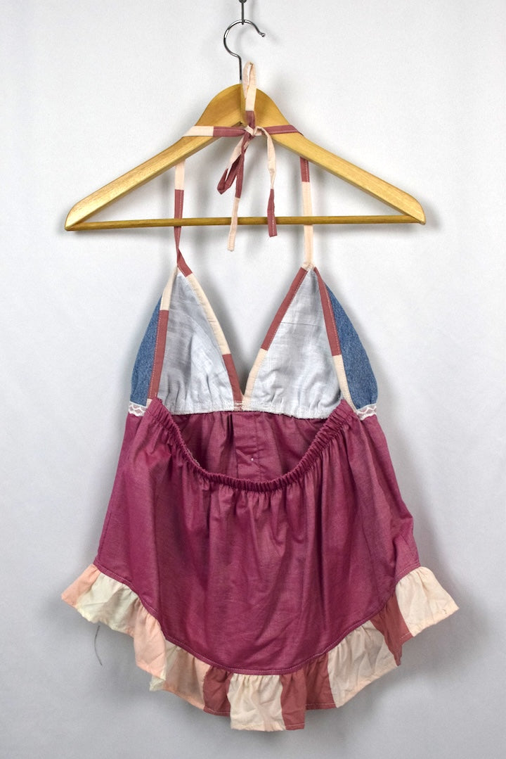 Reworked Halterneck Babydoll Top