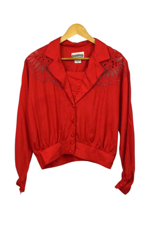 80s Red Blouse