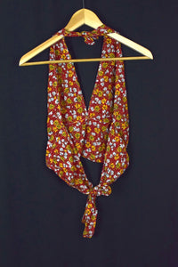 Reworked Floral Print Tie Up Top