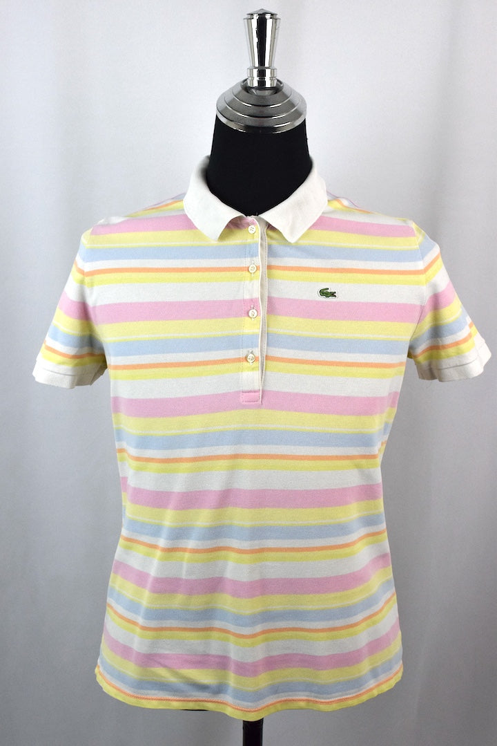 Striped Lacoste Brand Polo Top