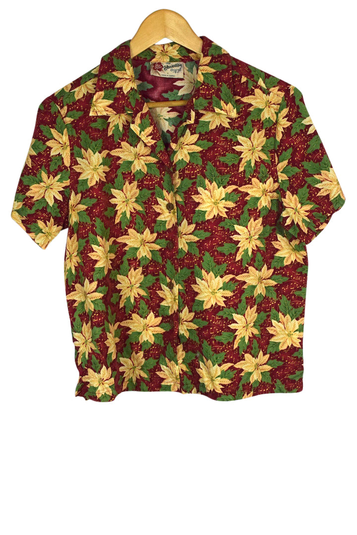 Hawaiian Floral Print Blouse