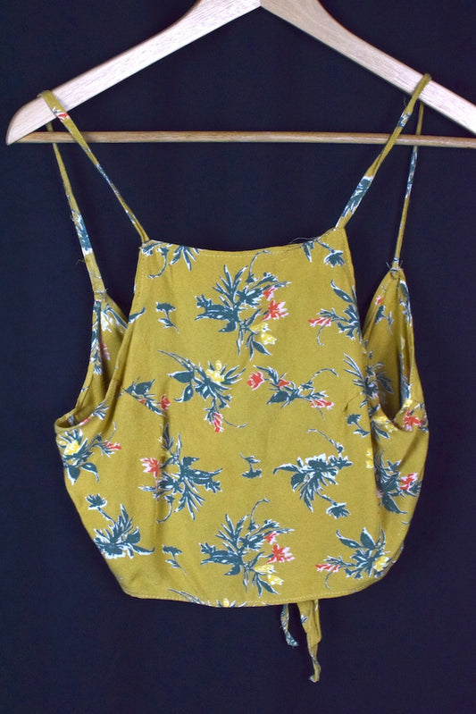 Reworked Floral Print Tie Up Top