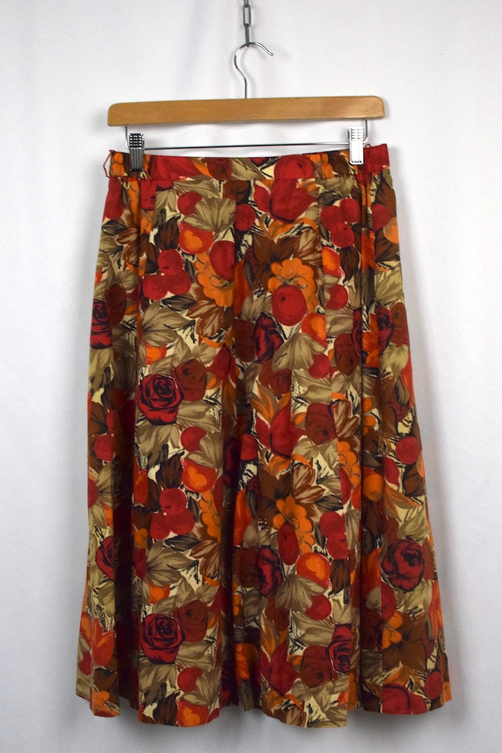 Autumn Print Floral Skirt