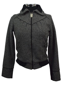 Black White Knitted Zip Jacket