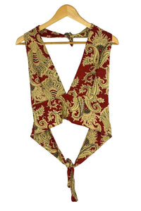 Reworked Paisley Print Tie Up Top