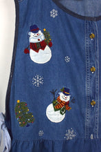 Load image into Gallery viewer, Reworked Christmas Denim Baby Doll Top
