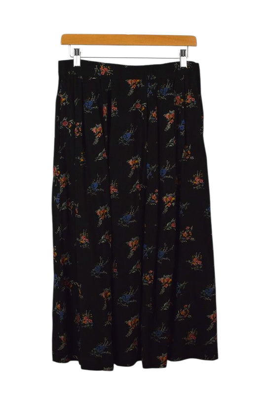Black Floral Print Skirt